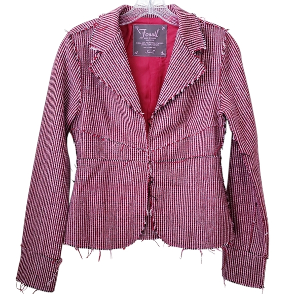 Vintage Fossil Red Raw Edge Blazer - Picture 1 of 16